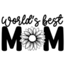 Worlds Best Mom Sunflower Lettering Sticker