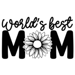 Worlds Best Mom Sunflower Lettering Sticker