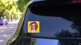 Wow Pop Art Woman Sticker on a Rear Car Window (New) example