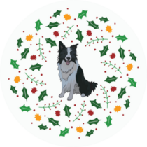 Wreath Border Collie Sticker