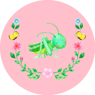 Wreath Composition With Grasshopper, Yellow Butterfly Sticker 