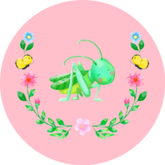 Wreath Composition With Grasshopper, Yellow Butterfly Sticker 