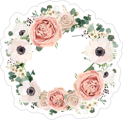 Wreath of Roses Flower Stickers