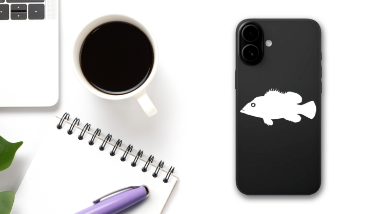 Wreckfish Fish Sticker on a Phone (New) example