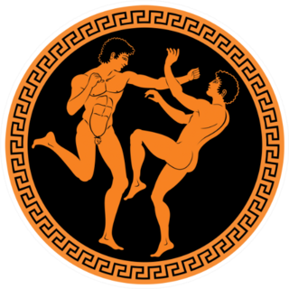 Wrestling And Boxing Fighters Ancient Greece Sticker