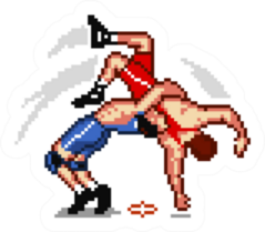 Wrestling Freestyle Wrestling Pixelated Sticker