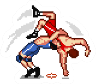 Wrestling Freestyle Wrestling Pixelated Sticker