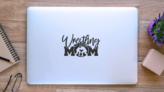 Wrestling Mom Text Sticker on a Laptop (New) example