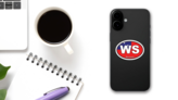 WS Samoa Flag Oval Sticker on a Phone (New) example