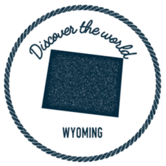 Wyoming Map In Vintage Discover Theme Sticker