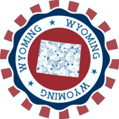 Wyoming Round Logo With Stripe Burst Sticker