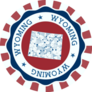 Wyoming Round Logo With Stripe Burst Sticker