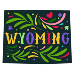 Wyoming State Map With Doodle Decorative Ornaments Sticker