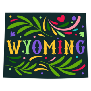 Wyoming State Map With Doodle Decorative Ornaments Sticker