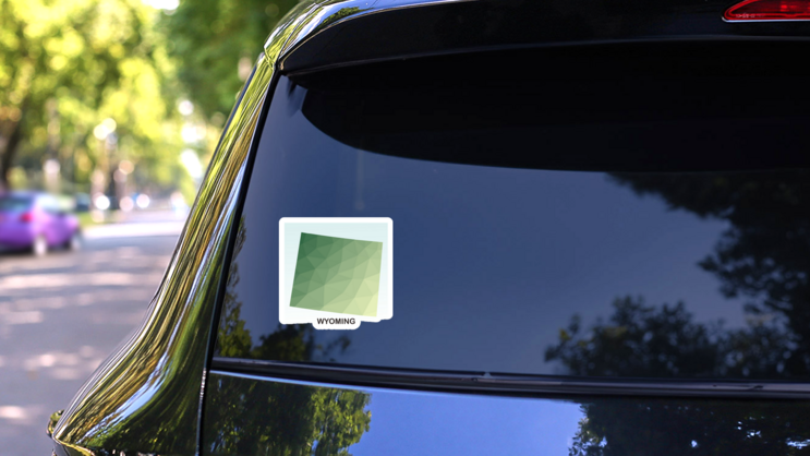 Wyoming States Polygonal Map Sticker on a Rear Car Window (New) example