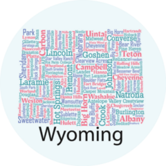 Wyoming Word Cloud Design Sticker