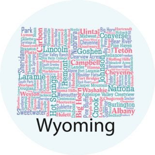 Wyoming Word Cloud Design Sticker
