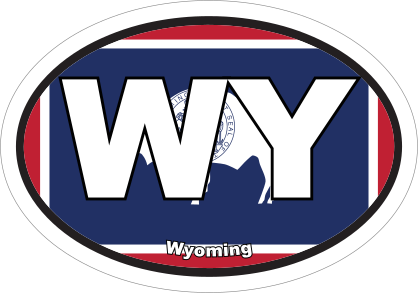 Wyoming Wy State Flag Oval Sticker