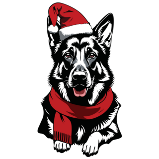 Xmas German Shepherd Sticker