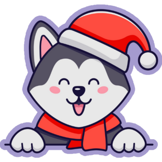 Xmas Husky Purple Sticker