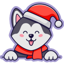 Xmas Husky Purple Sticker