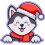 Xmas Husky Purple Sticker