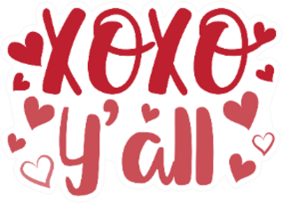 Xoxo Yall- Text With Hearts Sticker