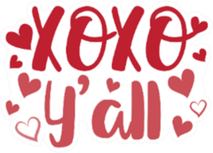Xoxo Yall- Text With Hearts Sticker