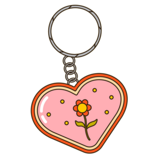 Y2k Heart Shape Flower Keychain Sticker