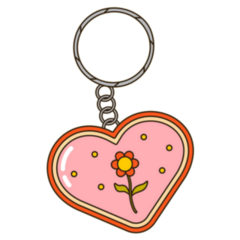 Y2k Heart Shape Flower Keychain Sticker