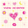 Y2k Icons Emoticon, Heart Tablet, Moon, Flowers Sticker