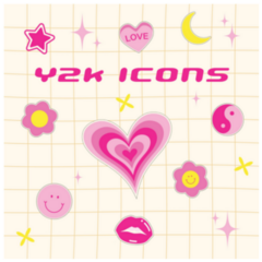 Y2k Icons Emoticon, Heart Tablet, Moon, Flowers Sticker