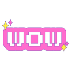 Y2k Wow Lettering Retro Pixel Sticker