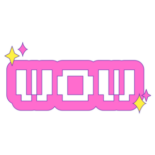 Y2k Wow Lettering Retro Pixel Sticker
