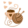 Yarn And A Cup Of Hot Coffee Sticker