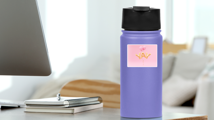 Yay Balloon Sticker on a Water Bottle (New) example