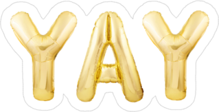 Yay Golden Inflatable Balloon Sticker