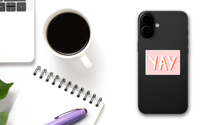 Yay - Vintage Style Sticker on a Phone (New) example