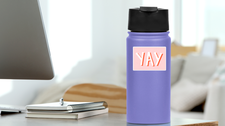 Yay - Vintage Style Sticker on a Water Bottle (New) example