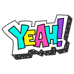 Yeah! 80s Style Lettering Sticker 