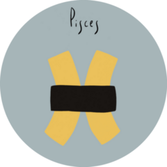 Yellow Abstract Pisces Zodiac Sign Sticker