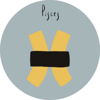 Yellow Abstract Pisces Zodiac Sign Sticker