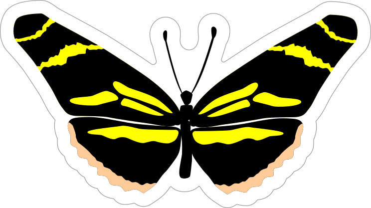 Yellow and Black Butterfly Stickers and Decals