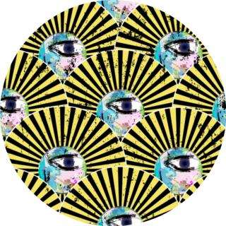 Yellow And Black Fans Abstract Eye Pattern Sticker