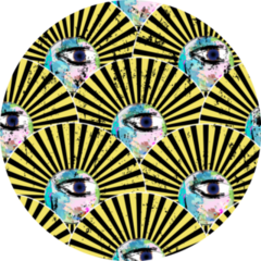Yellow And Black Fans Abstract Eye Pattern Sticker