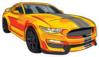 Yellow and Black Mustang Sports Car Sticker