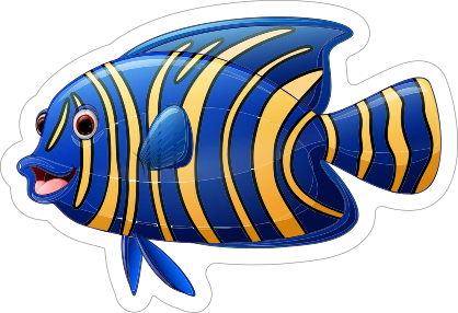 Yellow and Blue Fish Sticker
