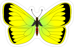 Yellow and Green Butterfly Sticker