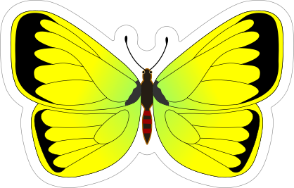 Yellow and Green Butterfly Sticker