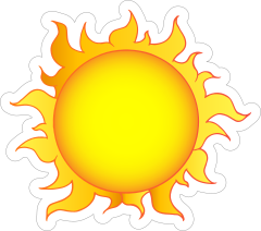 Yellow and Orange Flaming Sun Sticker
